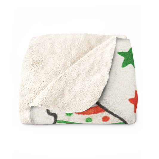 Christmas Tree Sherpa Fleece Blanket – Cozy Holiday Throw with Red & Green Tree Pattern