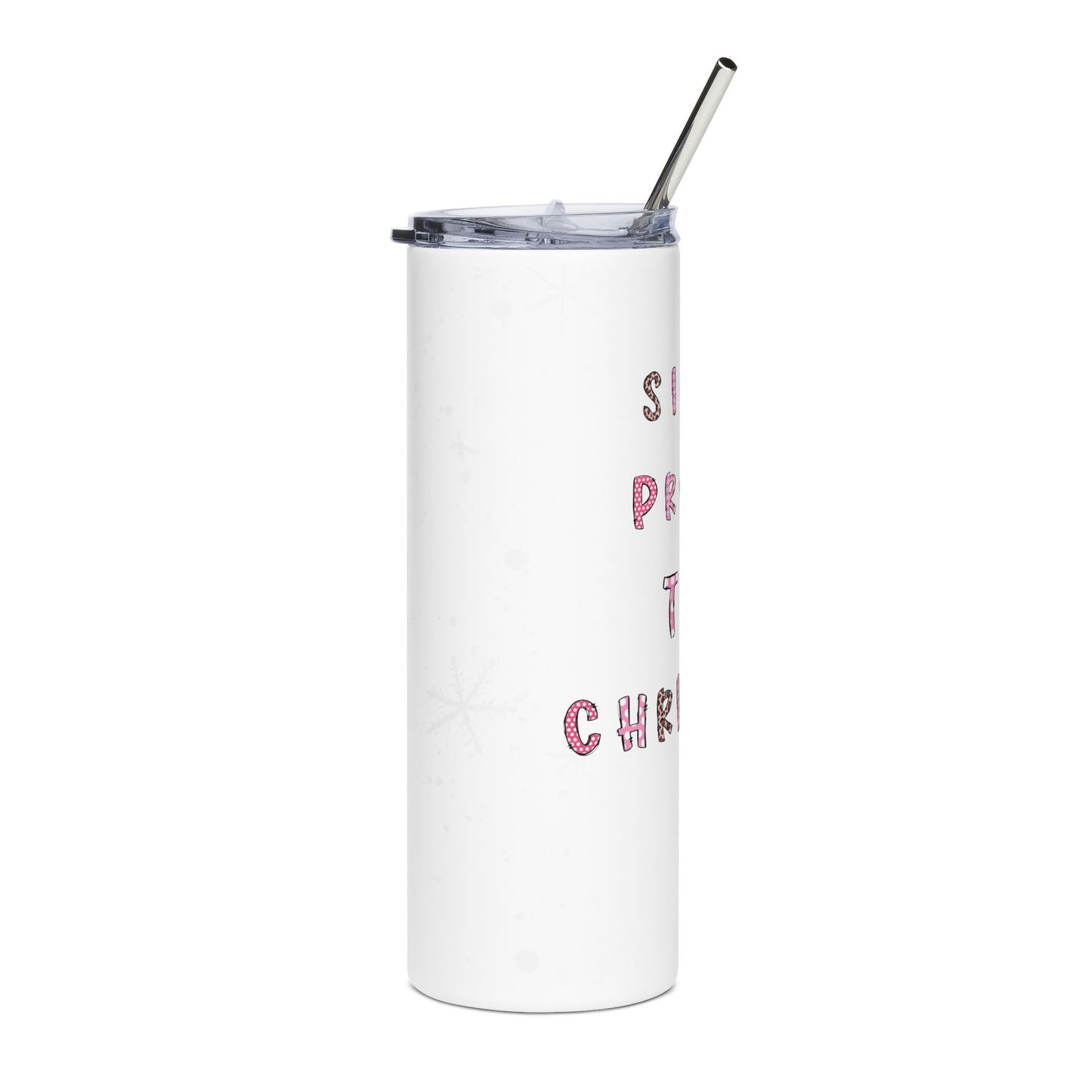 20oz Stainless Tumbler — "Sippin' Pretty This Christmas" Pink Holiday Travel Cup