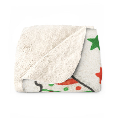 Christmas Tree Sherpa Fleece Blanket – Cozy Holiday Throw with Red & Green Tree Pattern